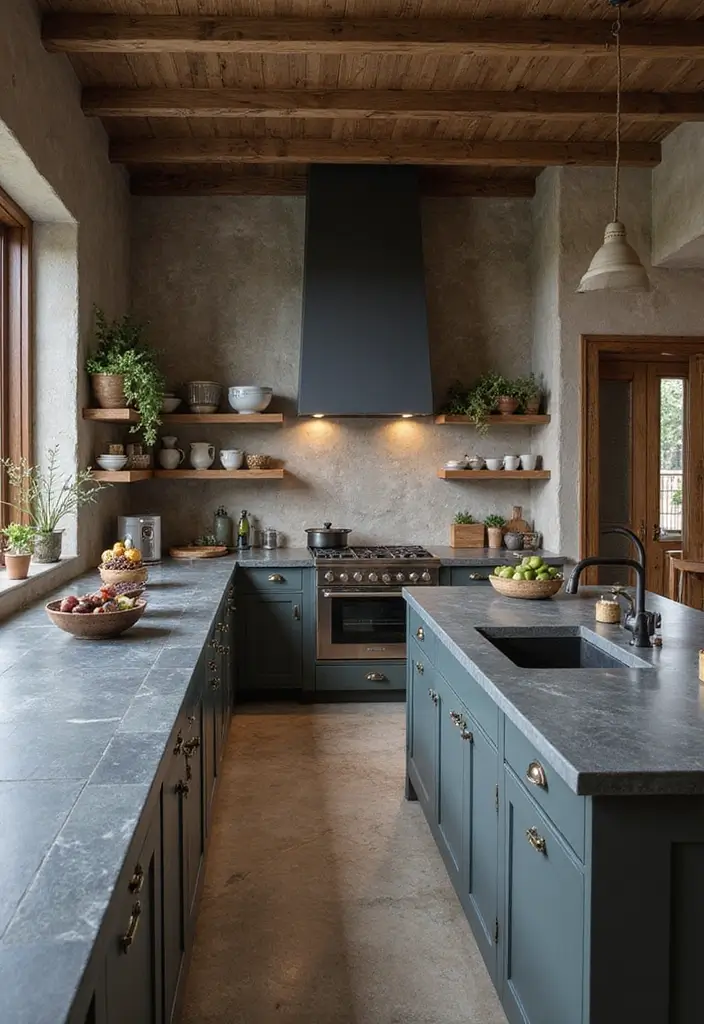 29 Kitchen Countertops Ideas That Look Expensive and Chic 21 29 Kitchen Countertops Ideas That Look Expensive and Chic - 21. Natural Slate