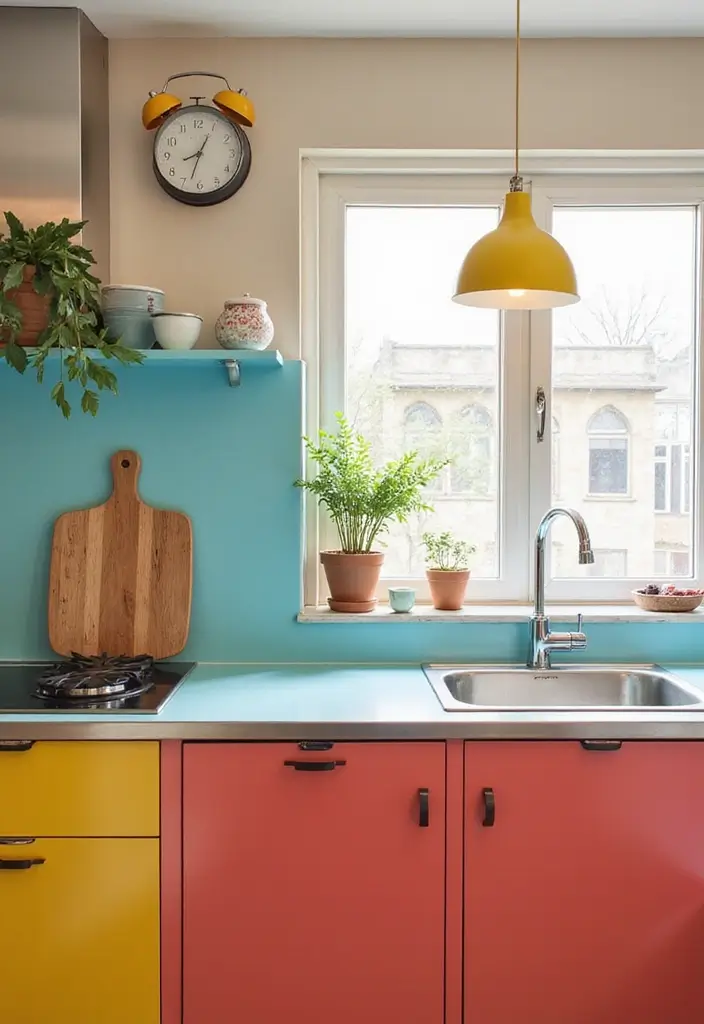 29 Kitchen Countertops Ideas That Look Expensive and Chic 22 29 Kitchen Countertops Ideas That Look Expensive and Chic - 22. Bold Color-Popped Laminate