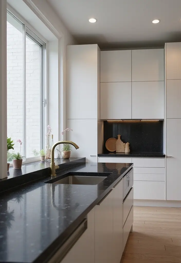 29 Kitchen Countertops Ideas That Look Expensive and Chic 3 29 Kitchen Countertops Ideas That Look Expensive and Chic - 3. Dark Quartz for a Modern Edge