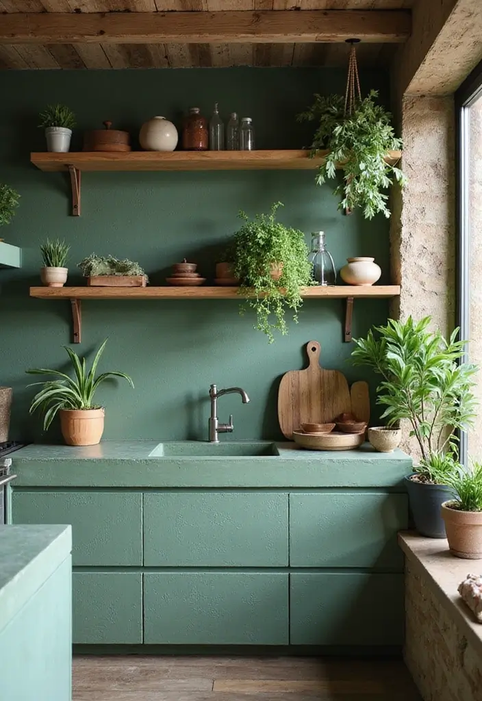 29 Kitchen Countertops Ideas That Look Expensive and Chic 4 29 Kitchen Countertops Ideas That Look Expensive and Chic - 4. Biophilic Design with Green Concrete