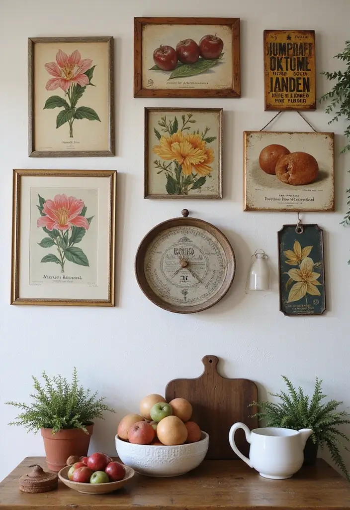 29 Kitchen Decor Ideas That Never Go Out of Style - 1. Vintage Wall Art