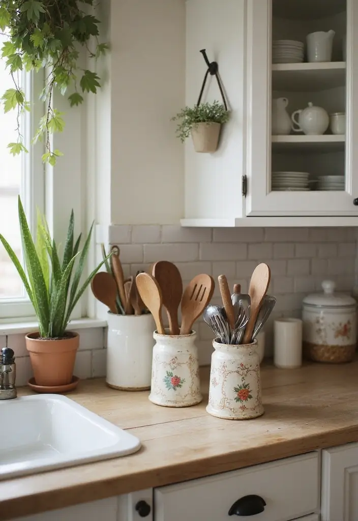 29 Kitchen Decor Ideas That Never Go Out of Style - 17. Vintage Utensil Holders