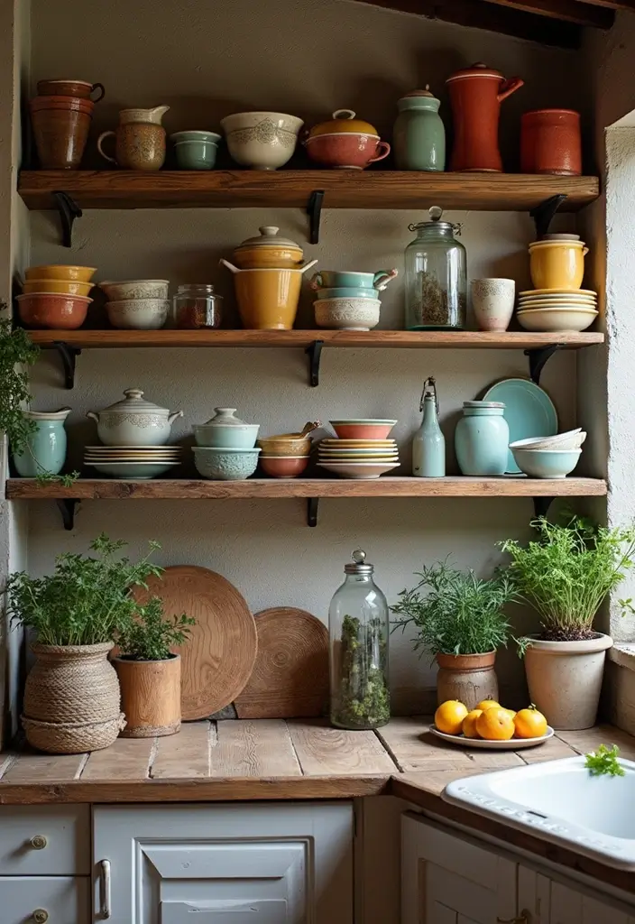 29 Kitchen Decor Ideas That Never Go Out of Style - 2. Rustic Wooden Shelving