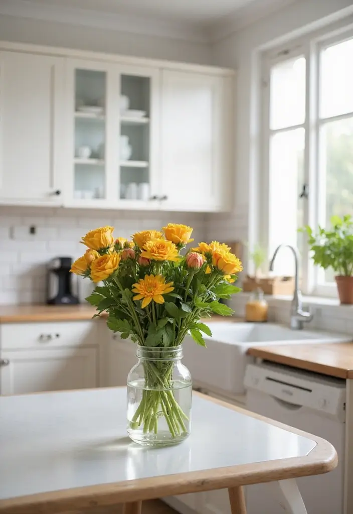 29 Kitchen Decor Ideas That Never Go Out of Style - 22. Fresh Flowers