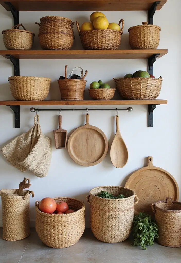 29 Kitchen Decor Ideas That Never Go Out of Style - 4. Woven Baskets