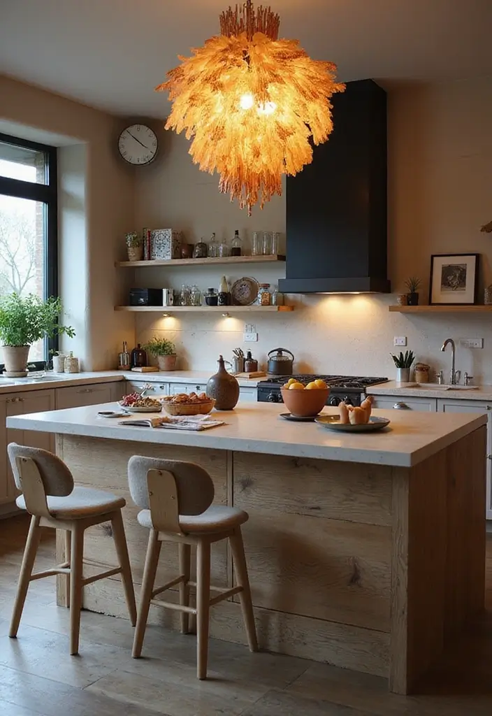 29 Kitchen Lighting Ideas That Brighten and Transform 10 29 Kitchen Lighting Ideas That Brighten and Transform - 10. Artistic Light Fixtures