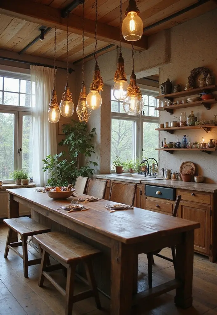 29 Kitchen Lighting Ideas That Brighten and Transform 24 29 Kitchen Lighting Ideas That Brighten and Transform - 24. Upcycled Lighting Fixtures