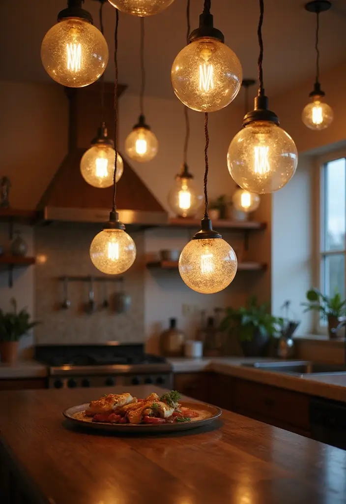 29 Kitchen Lighting Ideas That Brighten and Transform 25 29 Kitchen Lighting Ideas That Brighten and Transform - 25. Floating Globe Lights