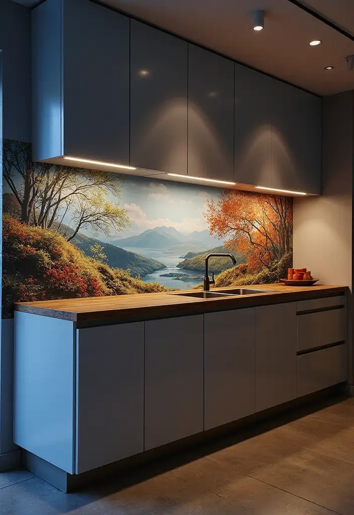 29 Kitchen Lighting Ideas That Brighten and Transform 29 29 Kitchen Lighting Ideas That Brighten and Transform - 29. Artistic Wall Murals with Integrated Lighting