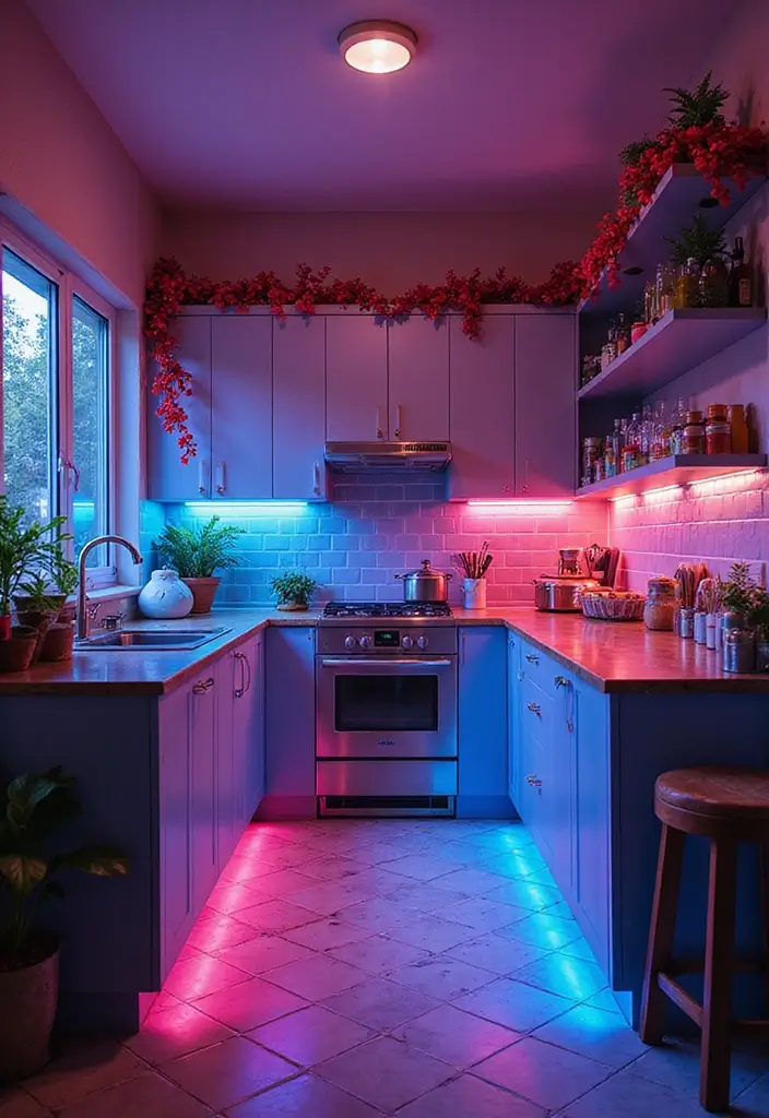 29 Kitchen Lighting Ideas That Brighten and Transform 5 29 Kitchen Lighting Ideas That Brighten and Transform - 5. Color-Changing LED Lights