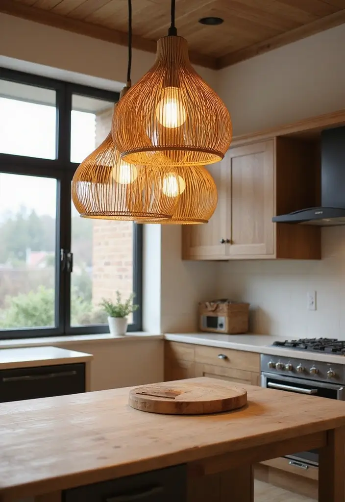 29 Kitchen Lighting Ideas That Brighten and Transform 7 29 Kitchen Lighting Ideas That Brighten and Transform - 7. Sustainable Bamboo Lighting Fixtures