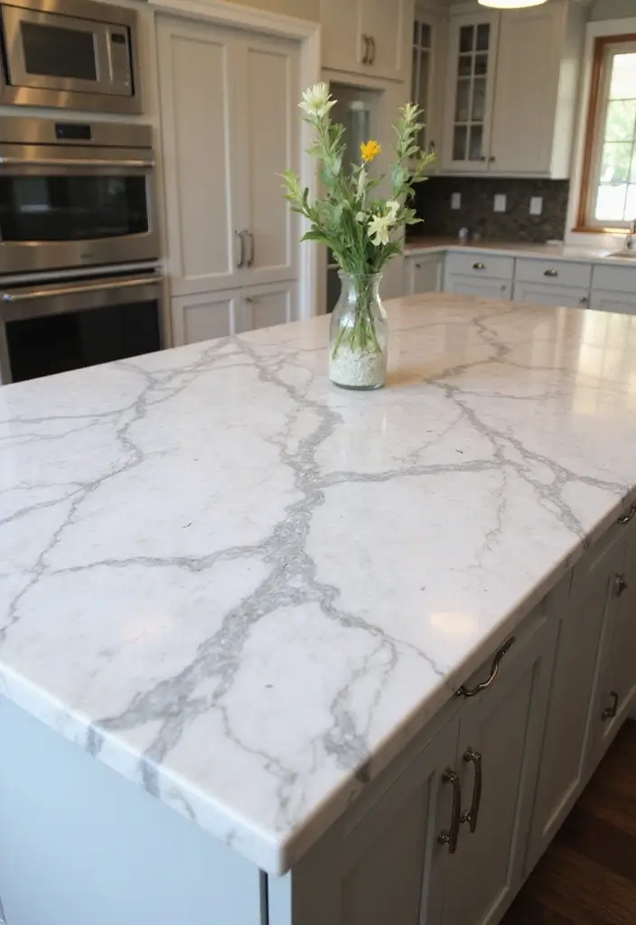 29 Kitchen Peninsula Ideas That Add Space and Style - 15. Elegant Marble Top