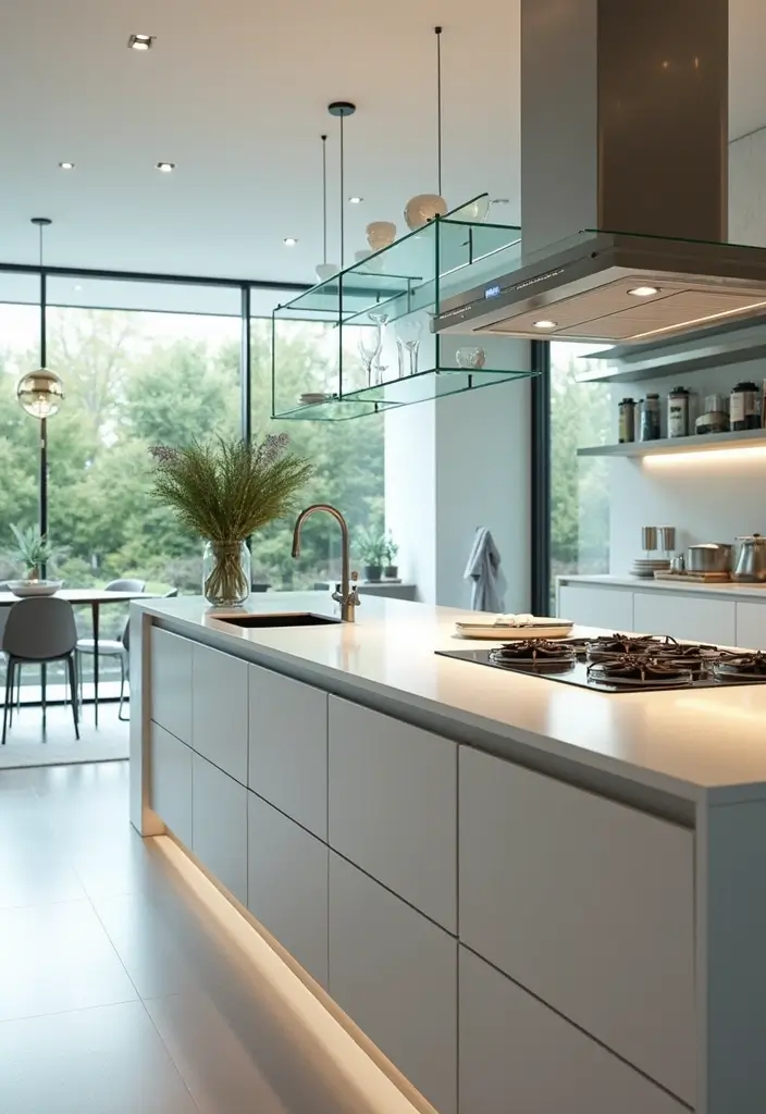 29 Kitchen Peninsula Ideas That Add Space and Style - 17. Glass Accents