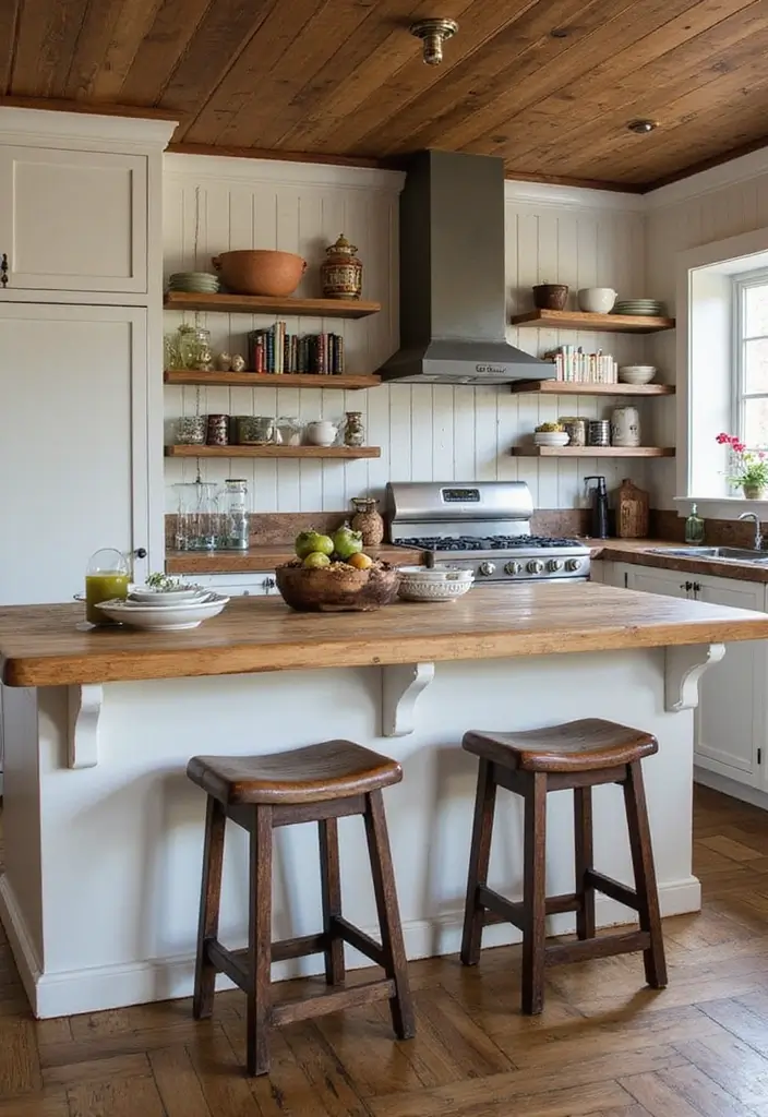29 Kitchen Peninsula Ideas That Add Space and Style - 2. Rustic Farmhouse Charm