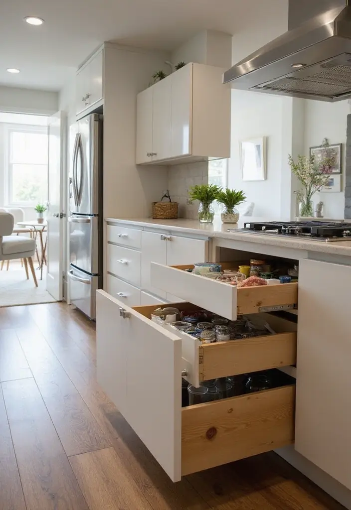 29 Kitchen Peninsula Ideas That Add Space and Style - 27. Smart Storage Solutions