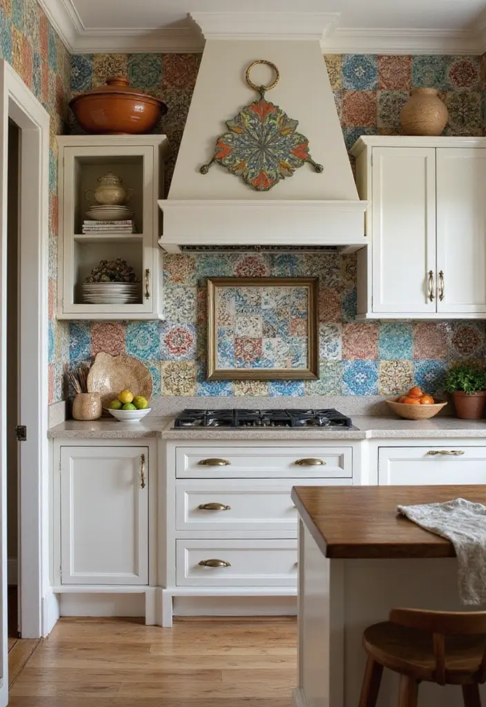 29 Kitchen Peninsula Ideas That Add Space and Style - 28. Artistic Backsplash
