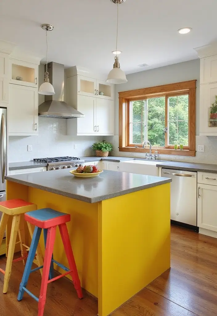 29 Kitchen Peninsula Ideas That Add Space and Style - 6. Colorful Accents