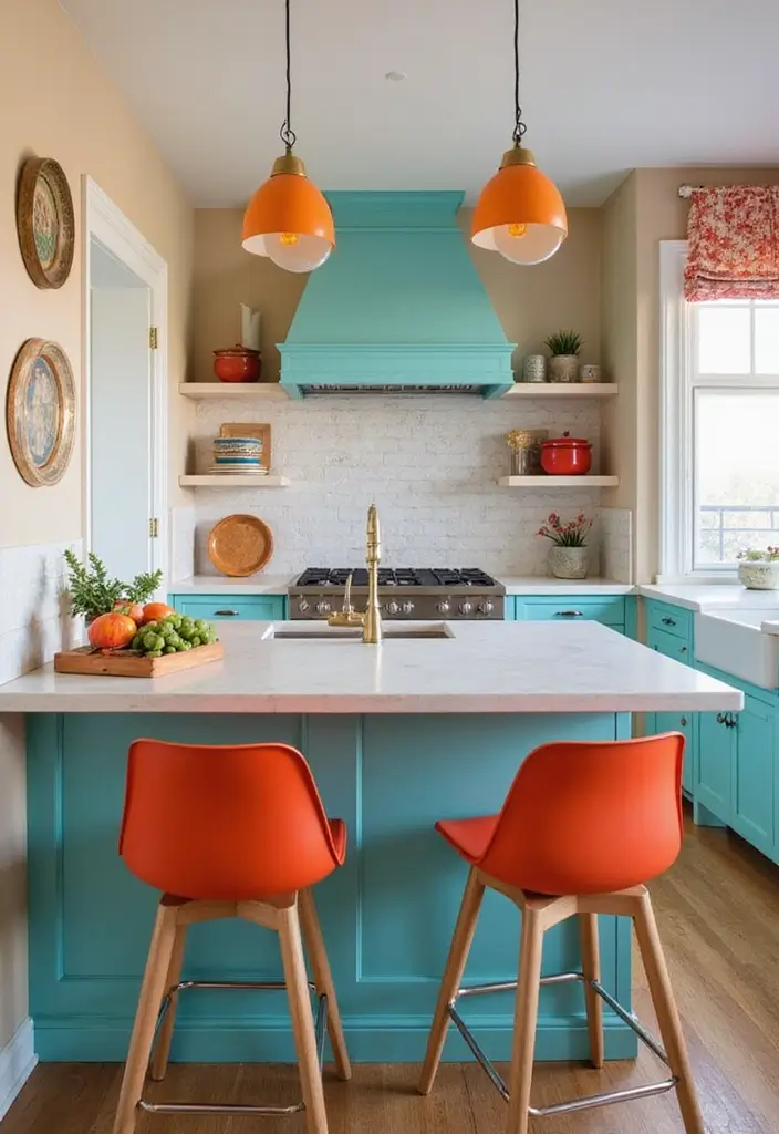 29 Open Concept Kitchen Ideas That Make Homes Airy - 12. Colorful Accents