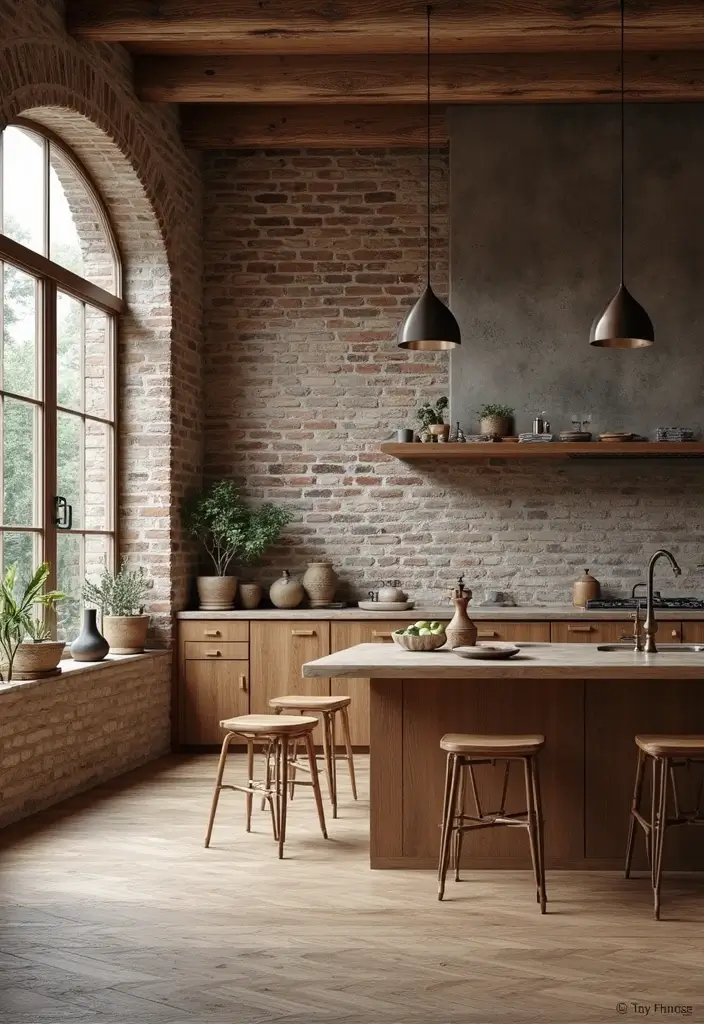 29 Open Concept Kitchen Ideas That Make Homes Airy - 19. Textured Walls
