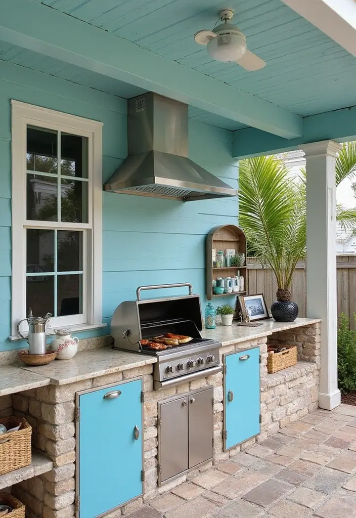 29 Simple Outdoor Kitchen Designs That Make Cooking Fun 17 29 Simple Outdoor Kitchen Designs That Make Cooking Fun - 17. Beachy Vibe Kitchen