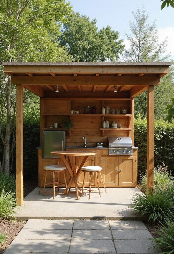29 Simple Outdoor Kitchen Designs That Make Cooking Fun 2 29 Simple Outdoor Kitchen Designs That Make Cooking Fun - 2. Minimalist Wooden Pavilion
