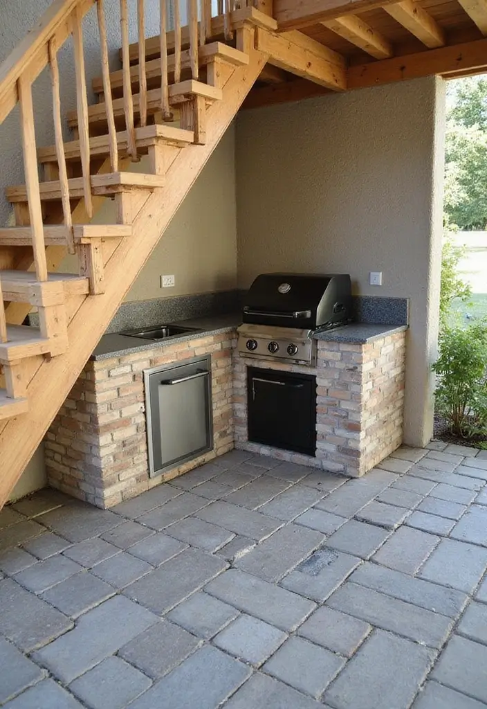 29 Simple Outdoor Kitchen Designs That Make Cooking Fun 22 29 Simple Outdoor Kitchen Designs That Make Cooking Fun - 22. Under-the-Stairs Kitchen Hideaway