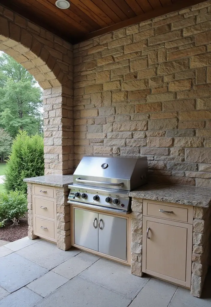 29 Simple Outdoor Kitchen Designs That Make Cooking Fun 27 29 Simple Outdoor Kitchen Designs That Make Cooking Fun - 27. Elegant Stone Countertops