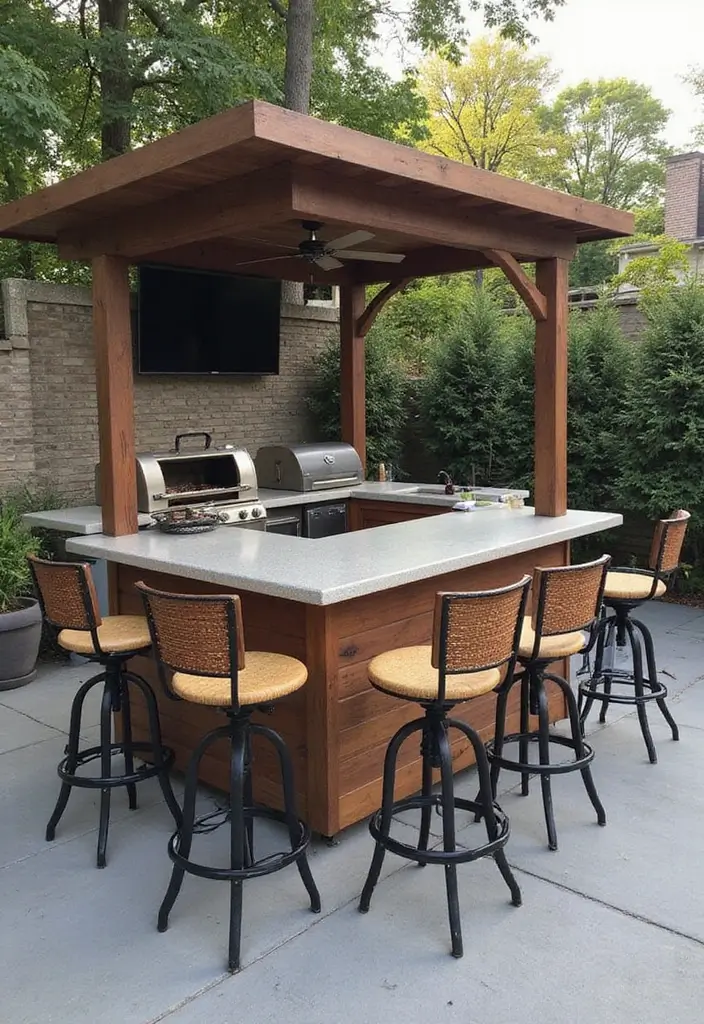 29 Simple Outdoor Kitchen Designs That Make Cooking Fun 28 29 Simple Outdoor Kitchen Designs That Make Cooking Fun - 28. Simple Island Bar Kitchen