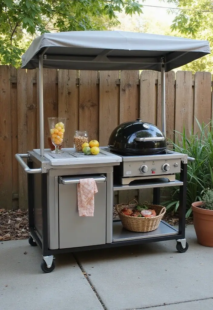 29 Simple Outdoor Kitchen Designs That Make Cooking Fun 4 29 Simple Outdoor Kitchen Designs That Make Cooking Fun - 4. The Portable Kitchen Cart