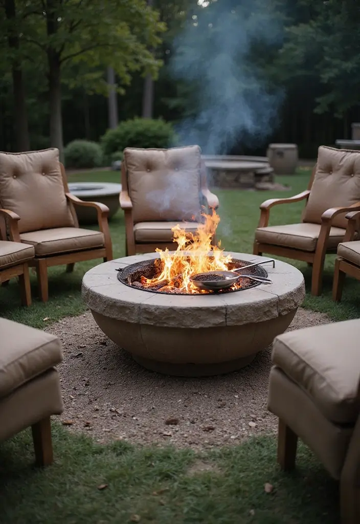 29 Simple Outdoor Kitchen Designs That Make Cooking Fun 5 29 Simple Outdoor Kitchen Designs That Make Cooking Fun - 5. Cozy Fire Pit Cooking Area