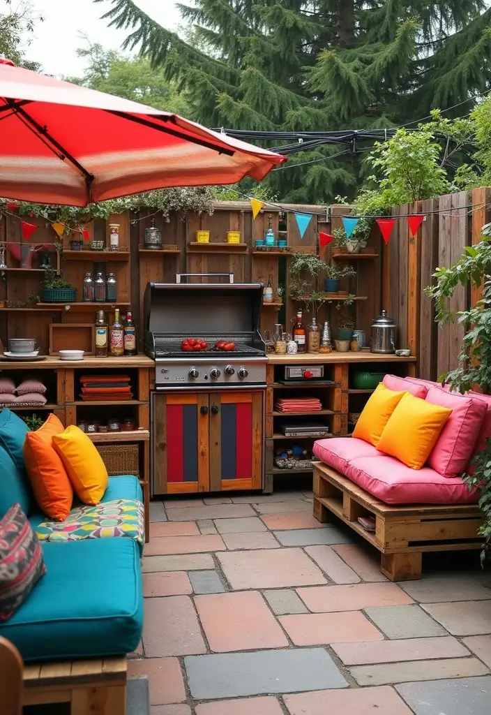 29 Simple Outdoor Kitchen Designs That Make Cooking Fun 7 29 Simple Outdoor Kitchen Designs That Make Cooking Fun - 7. Colorful Pallet Kitchen