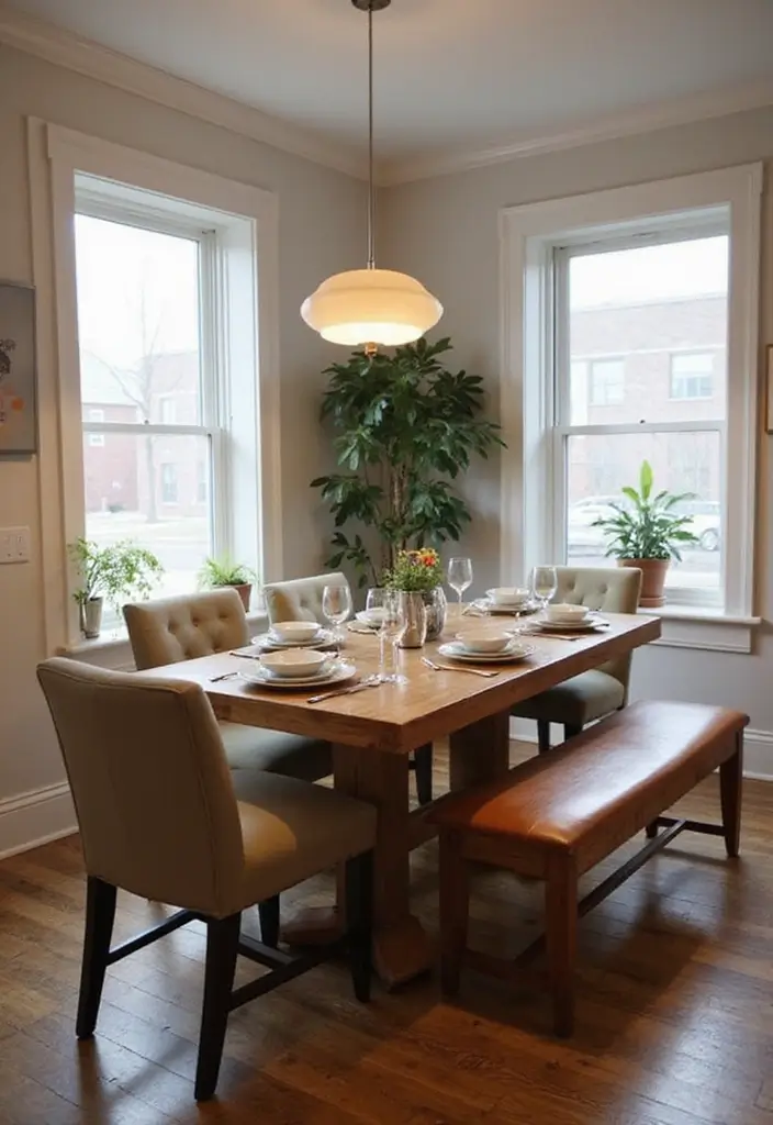 29 Small Kitchen Table Ideas That Save Space Beautifully - 11. Rectangular Tables for Efficient Seating