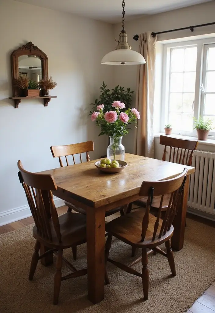 29 Small Kitchen Table Ideas That Save Space Beautifully - 16. Farmhouse Tables for Rustic Charm