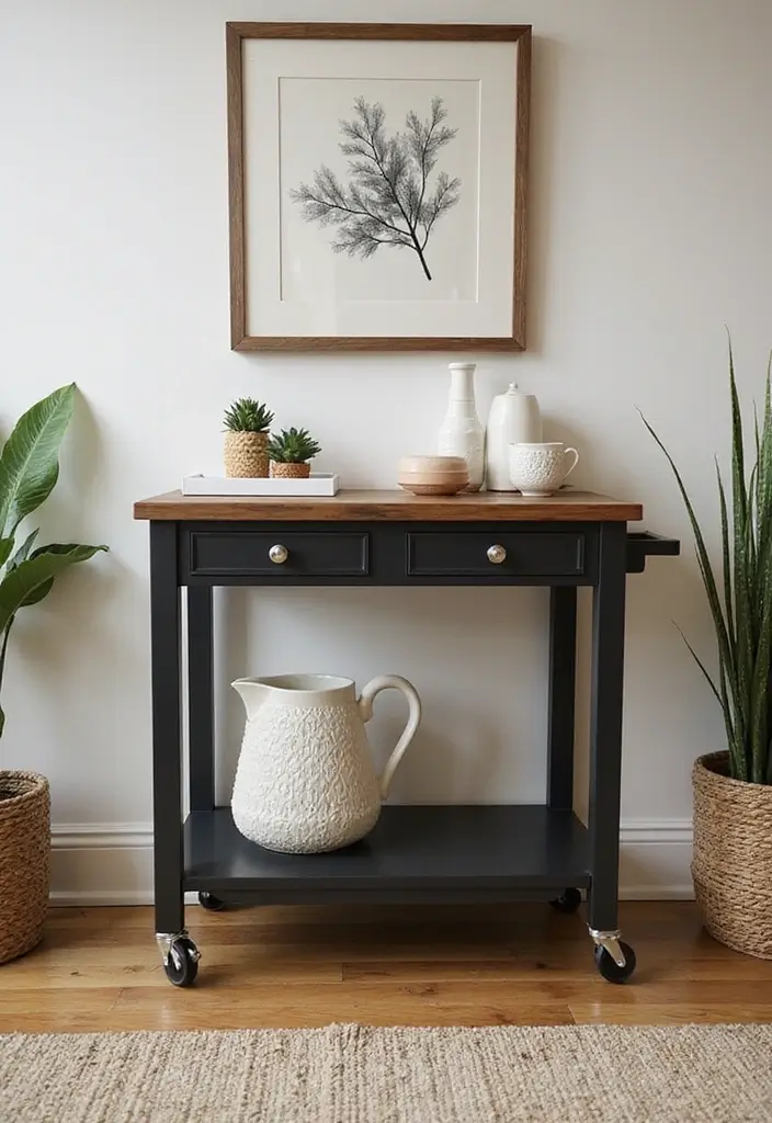 29 Small Kitchen Table Ideas That Save Space Beautifully - 20. Portable Carts for Quick Solutions