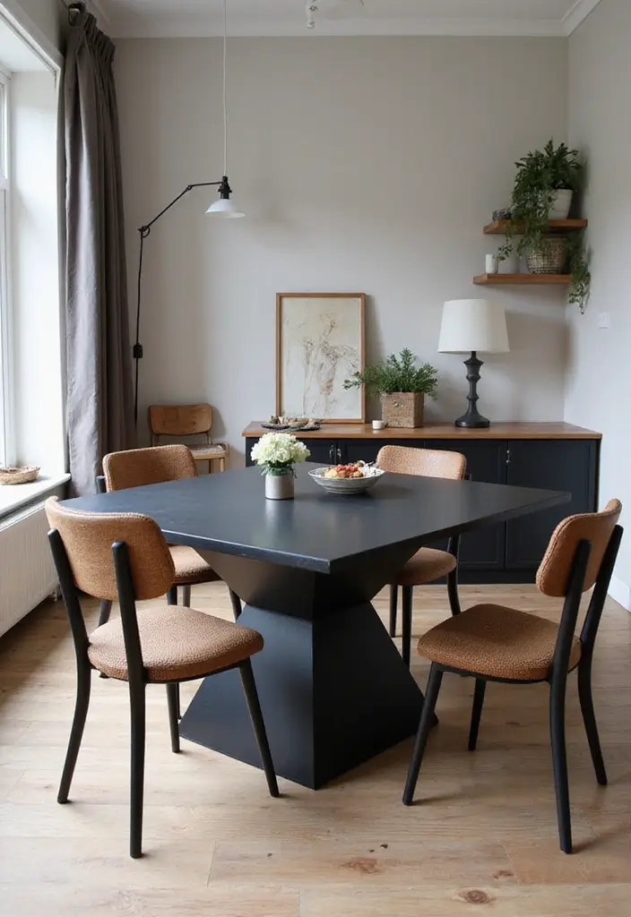 29 Small Kitchen Table Ideas That Save Space Beautifully - 21. Geometric Tables for Unique Designs