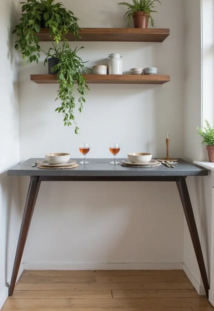 29 Small Kitchen Table Ideas That Save Space Beautifully - 3. Wall-Mounted Tables for Minimal Footprint