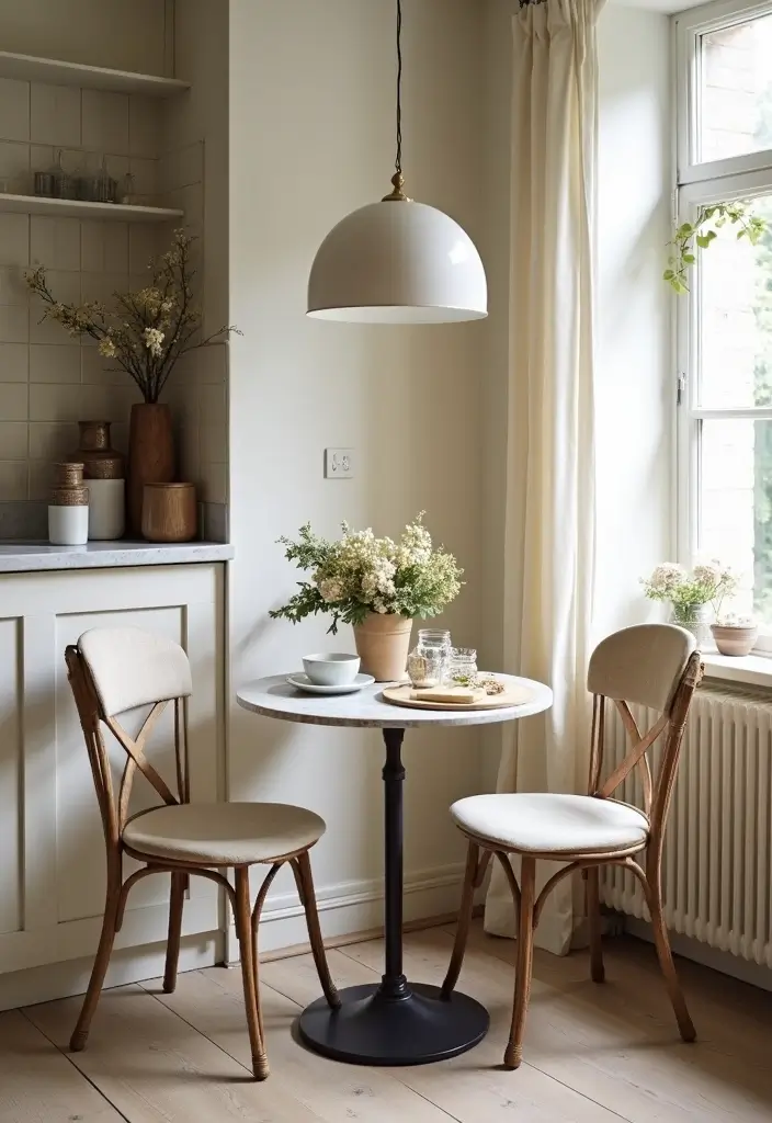 29 Small Kitchen Table Ideas That Save Space Beautifully - 4. Bistro Tables for a European Touch