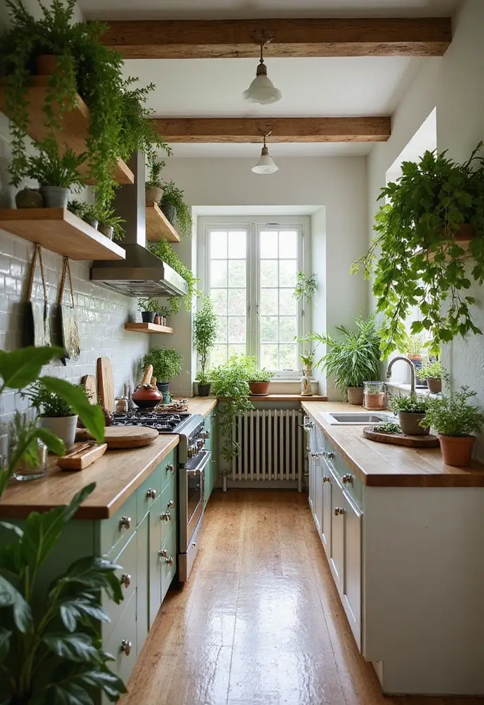 30 Galley Kitchen Ideas That Make Small Spaces Shine 10 30 Galley Kitchen Ideas That Make Small Spaces Shine - 10. Greenery and Natural Elements