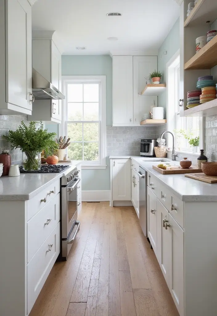 30 Galley Kitchen Ideas That Make Small Spaces Shine 2 30 Galley Kitchen Ideas That Make Small Spaces Shine - 2. Bright and Airy Color Palettes