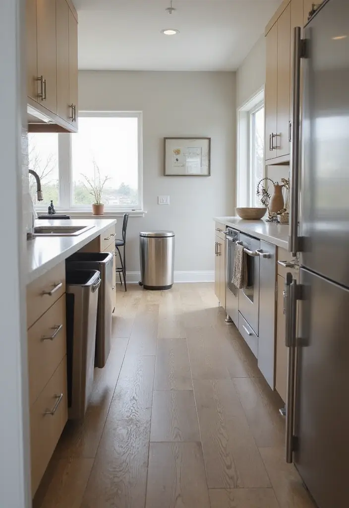 30 Galley Kitchen Ideas That Make Small Spaces Shine 29 30 Galley Kitchen Ideas That Make Small Spaces Shine - 29. Stylish Trash Solutions