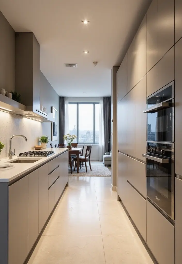 30 Galley Kitchen Ideas That Make Small Spaces Shine 3 30 Galley Kitchen Ideas That Make Small Spaces Shine - 3. Integrated Appliances for a Sleek Look