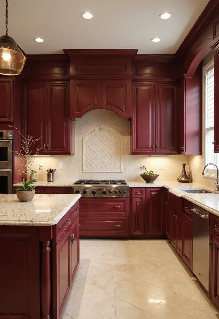 30 Kitchen Paint Colors That Instantly Transform - 23. Rich Burgundy - Luxurious Touch