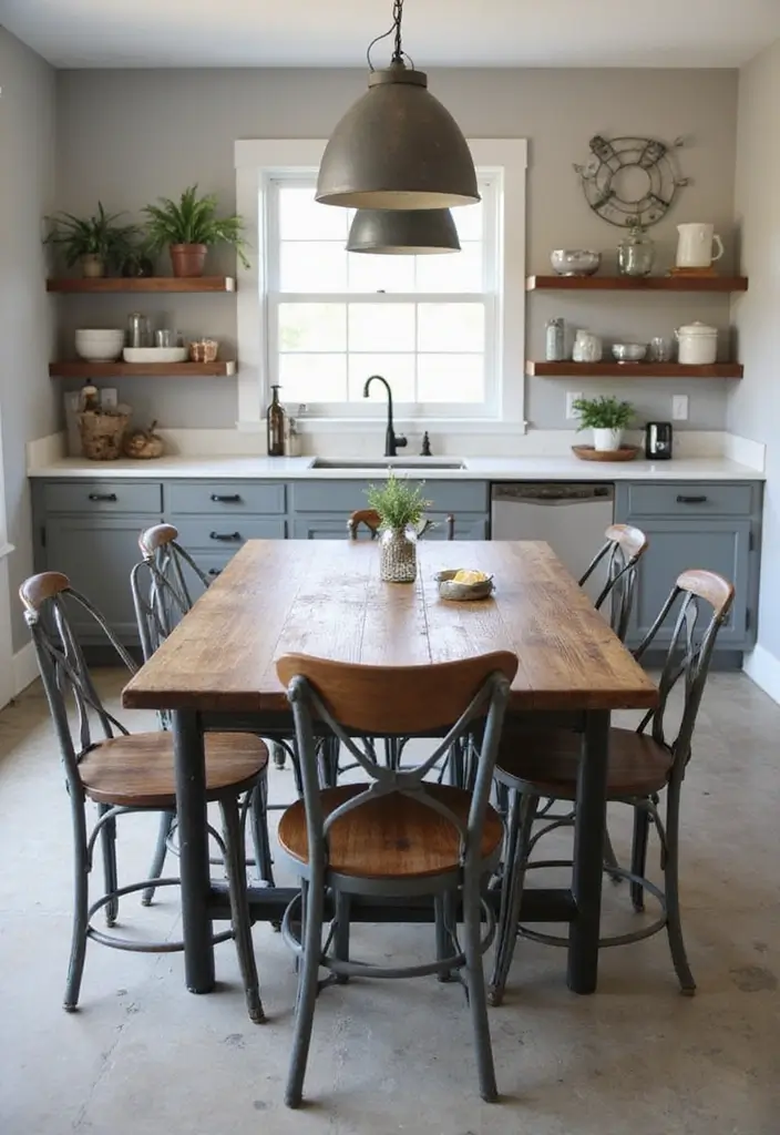 30 Kitchen Table Ideas That Fit Every Home Style 11 30 Kitchen Table Ideas That Fit Every Home Style - 11. Rustic Farm Style Table with Metal Accents