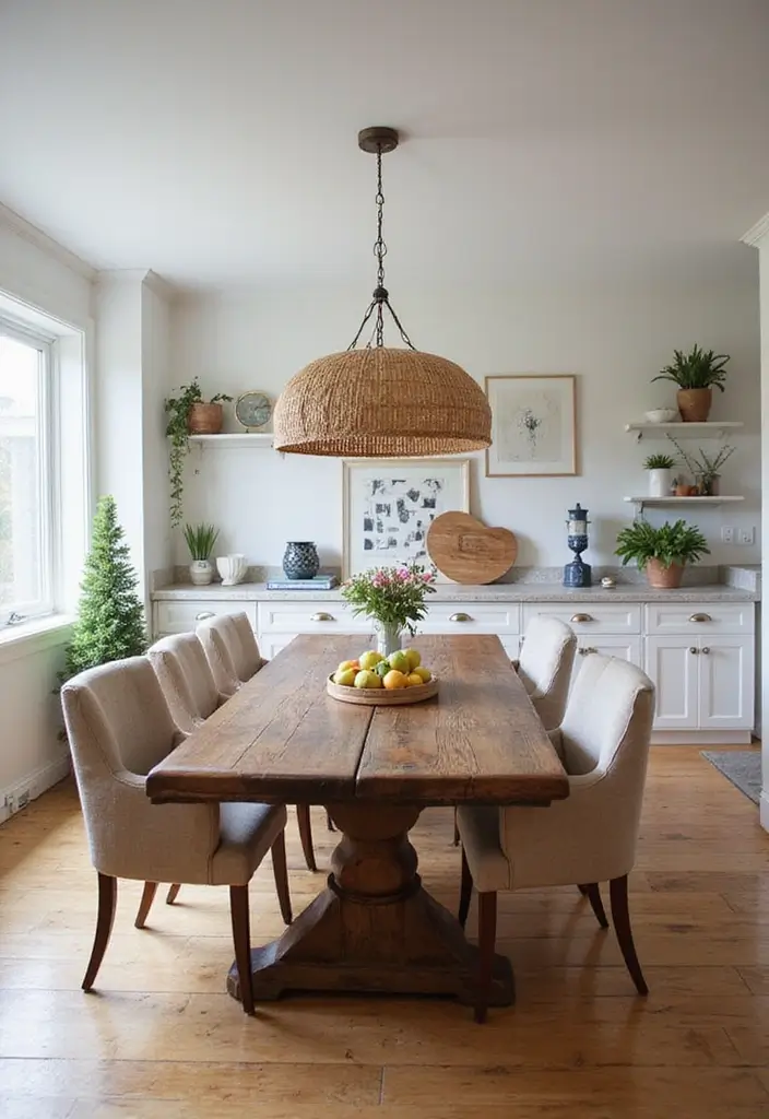 30 Kitchen Table Ideas That Fit Every Home Style 27 30 Kitchen Table Ideas That Fit Every Home Style - 27. Rustic Farm Table with a Unique Shape