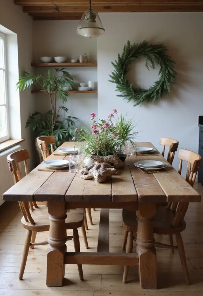 30 Kitchen Table Ideas That Fit Every Home Style 28 30 Kitchen Table Ideas That Fit Every Home Style - 28. Rustic Farm Table with Natural Elements