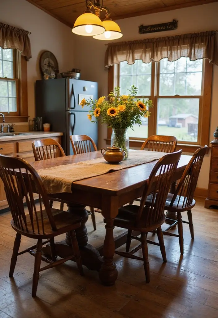 30 Kitchen Table Ideas That Fit Every Home Style 3 30 Kitchen Table Ideas That Fit Every Home Style - 3. Antique Farm Table