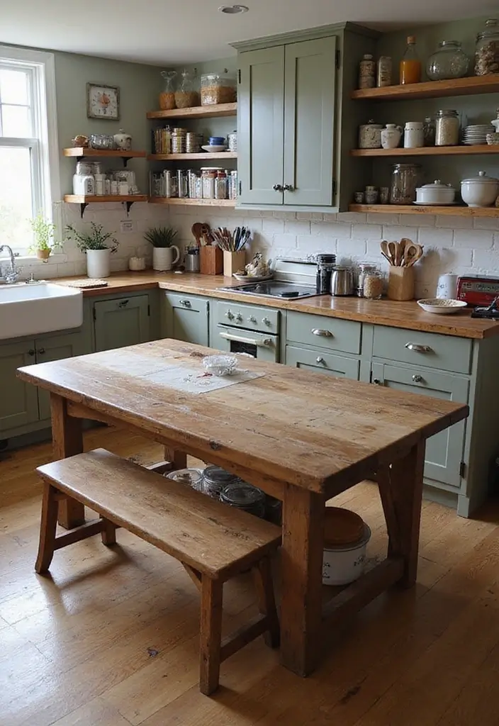 30 Kitchen Table Ideas That Fit Every Home Style 30 30 Kitchen Table Ideas That Fit Every Home Style - 30. Rustic Farm Table with Crafting Space