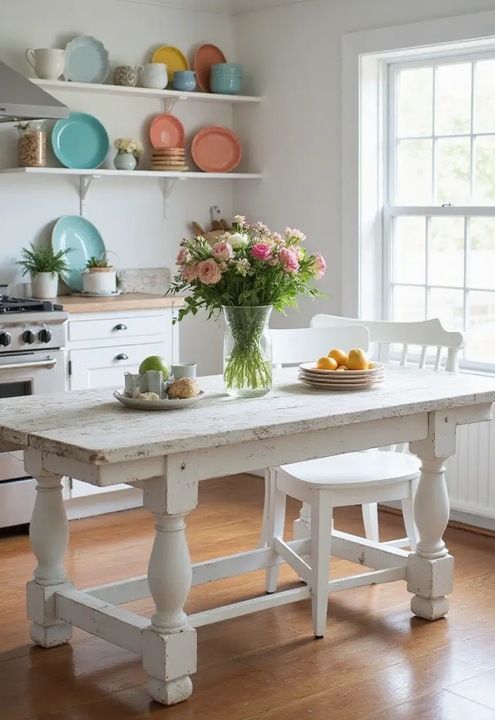 30 Kitchen Table Ideas That Fit Every Home Style 6 30 Kitchen Table Ideas That Fit Every Home Style - 6. Whitewashed Farm Table