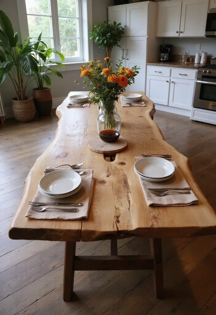 30 Kitchen Table Ideas That Fit Every Home Style 7 30 Kitchen Table Ideas That Fit Every Home Style - 7. Live Edge Wood Table