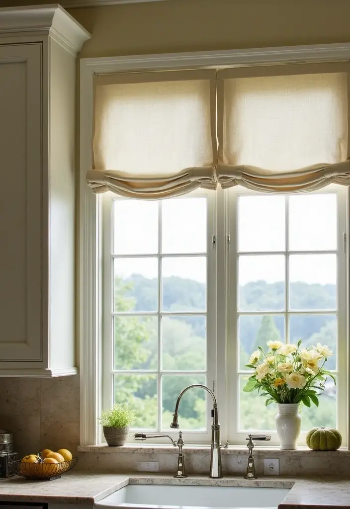 30 Kitchen Window Ideas That Let the Sunshine In - 23. Stylish Cornices